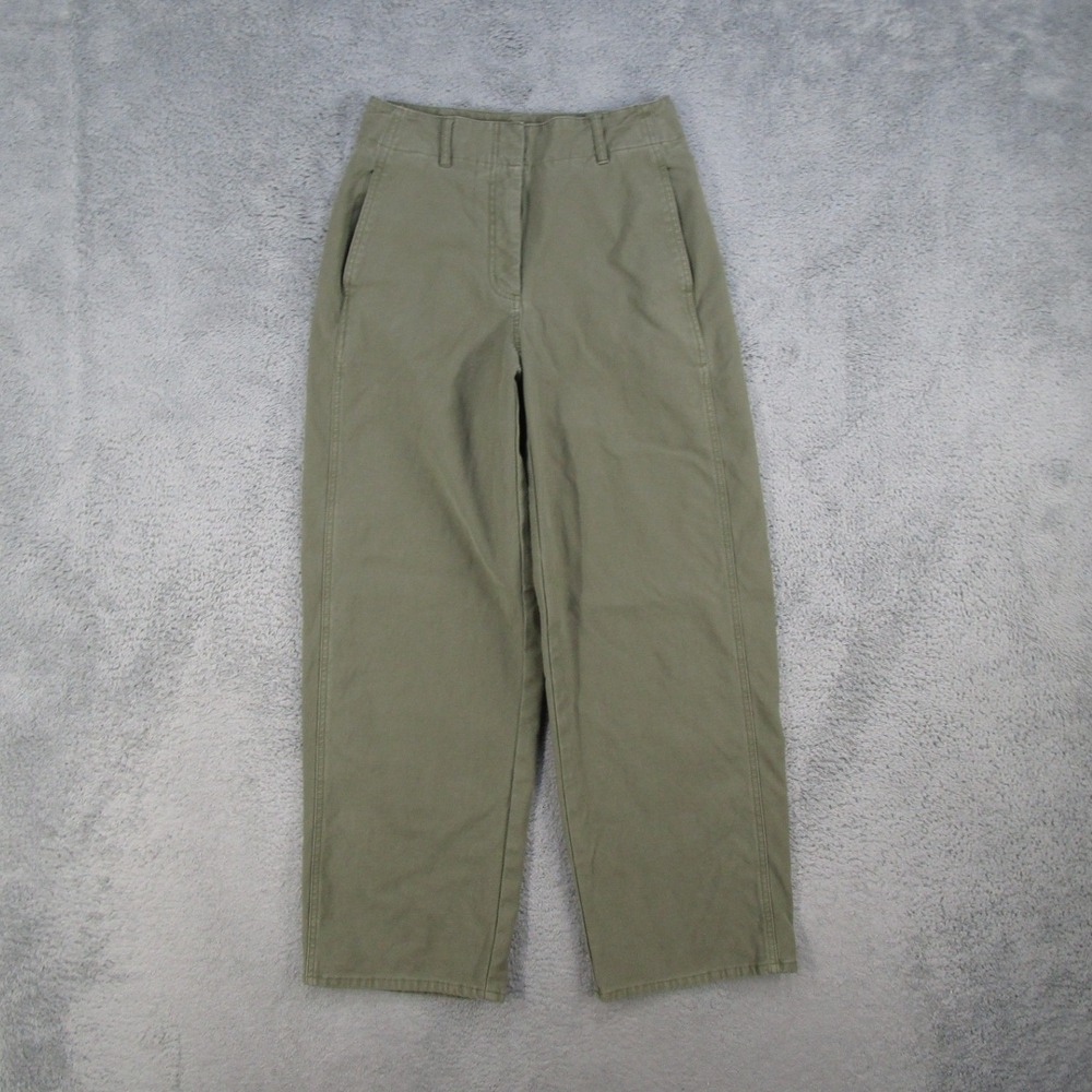 Wilfred Free Pants Women 4 Green High Rise Straight Leg Cotton Lyocell Blend